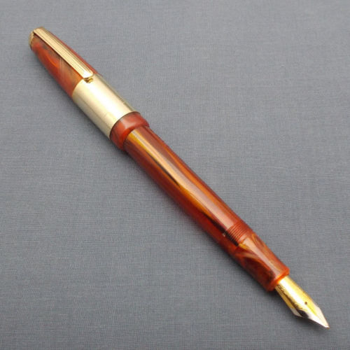 Click 71 Jumbo G Fountain Pen with 3-in-1 Filling System- Vermilion/Gold  marbled