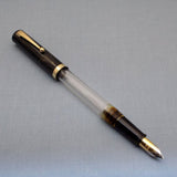 Click Bamboo Marble Half Transparent Eyedropper Fountain Pen - Black Marbled