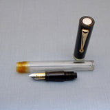 Click Bamboo Marble Half Transparent Eyedropper Fountain Pen - Black Marbled