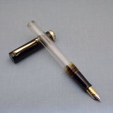 Click Bamboo Marble Half Transparent Eyedropper Fountain Pen - Black Marbled